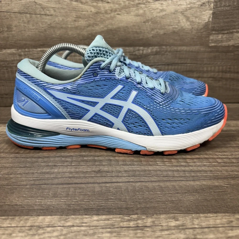 Asics Gel-Nimbus 21 Blue Womens US Size 7 EUR 38 1012A156 Running Shoes